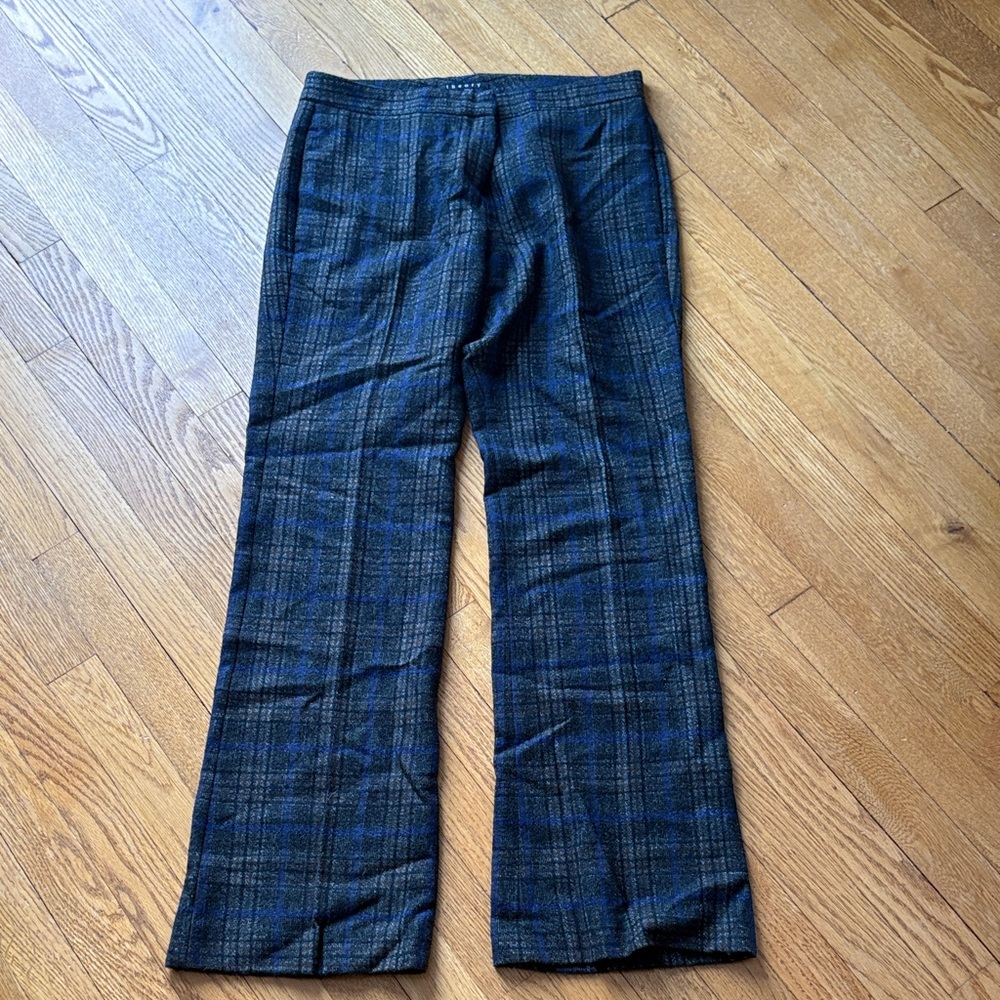 Theory Women's Navy Plaid Dress Pants